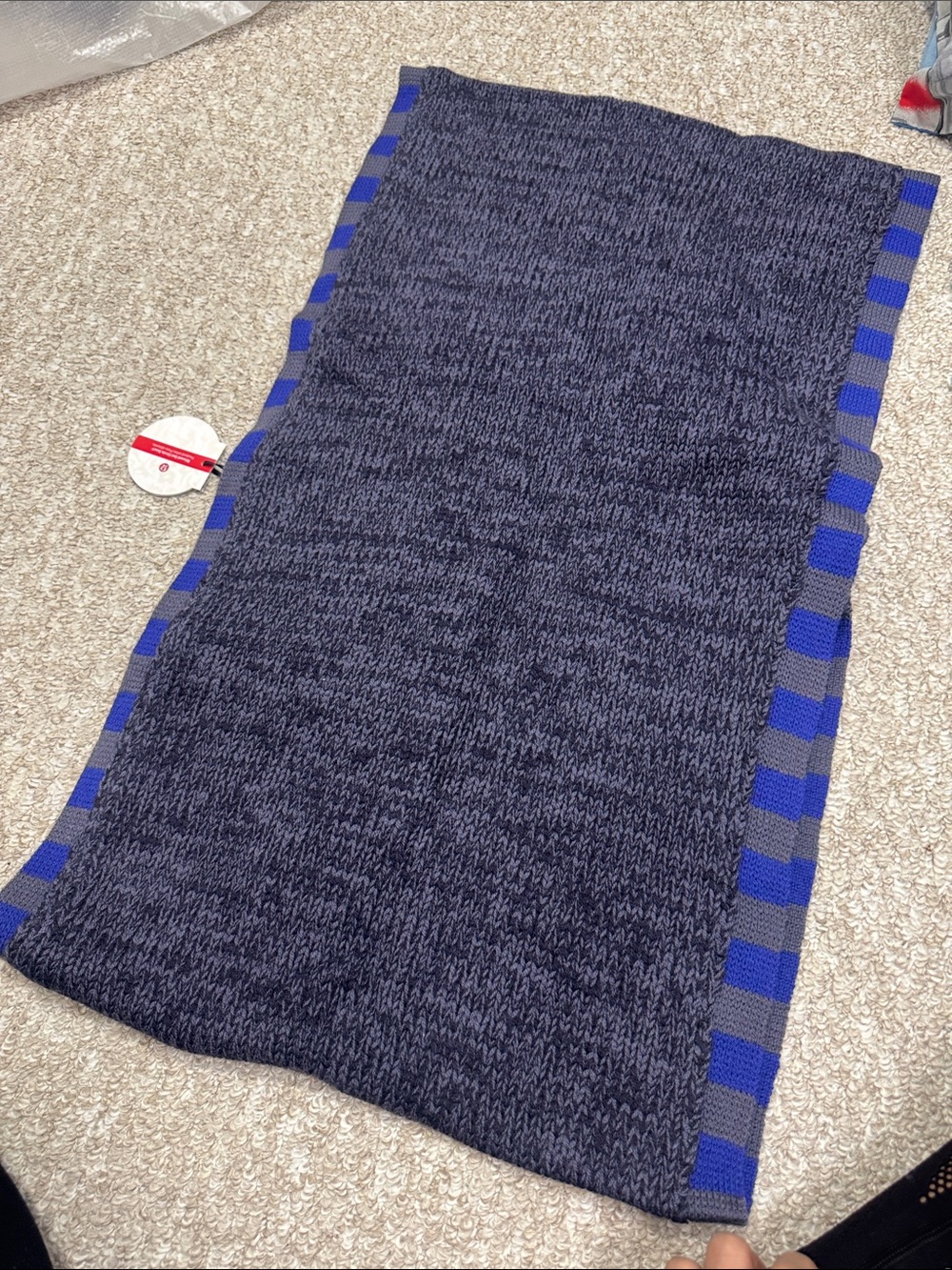 lululemon athletica Navy Scarf with Royal Blue Stripes
